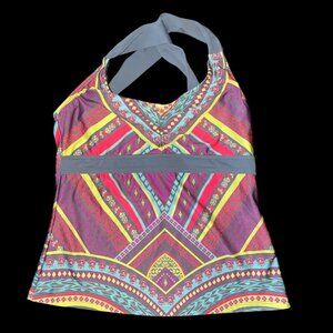 Title Nine Women's Colorful Patterned Halter Top Tankini Medium